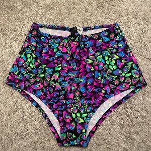 Rave wonderland colorful high-waisted cheeky bottoms.